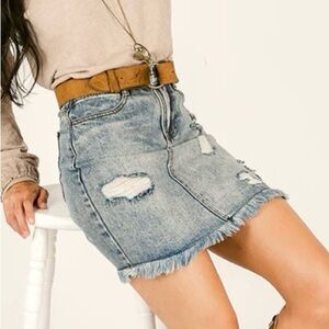 Joyfolie Abilene Denim Skirt Dark Indigo NWT